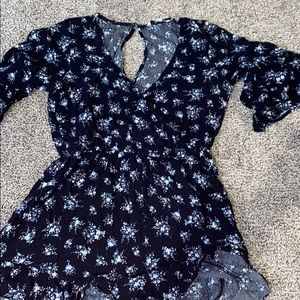 Blue Flowered American Eagle Romper